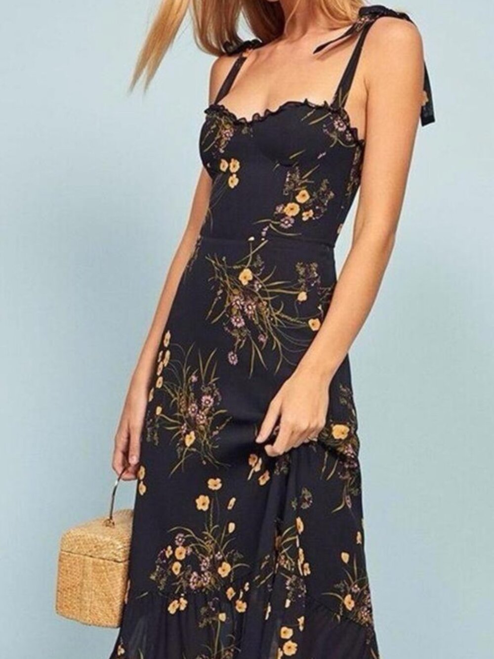 Reformation Midi Nikita Dress in Navy- Size 14